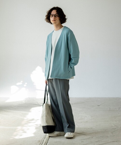 THE SHOP TK （ザ ショップ ティーケー ）の「◆【オーバーサイズ】ハニカムジャカードラップカーディガン（カーディガン/ボレロ・メンズ・ネイビー/グレー/サックスブルー・02/03/04）」の4枚目の写真