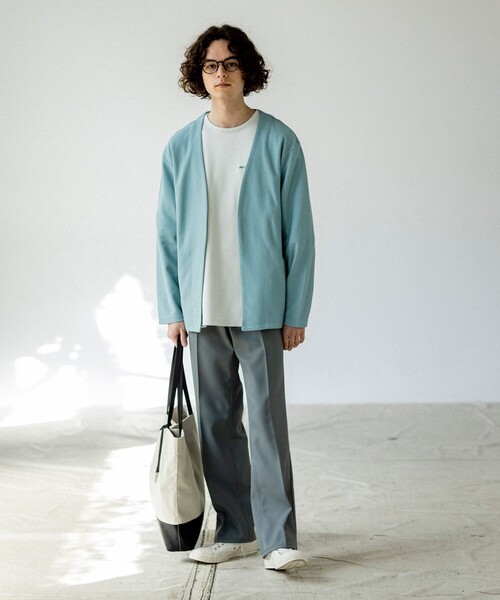 THE SHOP TK （ザ ショップ ティーケー ）の「◆【オーバーサイズ】ハニカムジャカードラップカーディガン（カーディガン/ボレロ・メンズ・ネイビー/グレー/サックスブルー・02/03/04）」の16枚目の写真