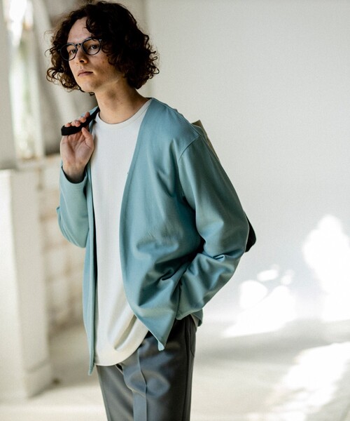 THE SHOP TK （ザ ショップ ティーケー ）の「◆【オーバーサイズ】ハニカムジャカードラップカーディガン（カーディガン/ボレロ・メンズ・ネイビー/グレー/サックスブルー・02/03/04）」の7枚目の写真