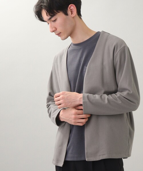 THE SHOP TK （ザ ショップ ティーケー ）の「◆【オーバーサイズ】ハニカムジャカードラップカーディガン（カーディガン/ボレロ・メンズ・ネイビー/グレー/サックスブルー・02/03/04）」の14枚目の写真