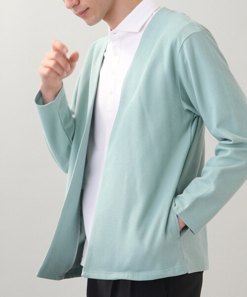 THE SHOP TK （ザ ショップ ティーケー ）の「◆【オーバーサイズ】ハニカムジャカードラップカーディガン（カーディガン/ボレロ・メンズ・ネイビー/グレー/サックスブルー・02/03/04）」の9枚目の写真