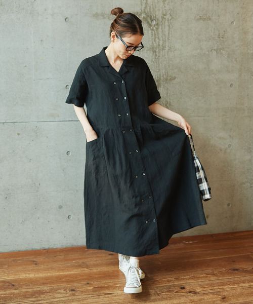 PAR ICI（パーリッシィ）の「フレンチリネンキャンバス 開襟