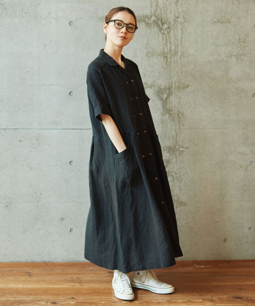 PAR ICI（パーリッシィ）の「フレンチリネンキャンバス 開襟