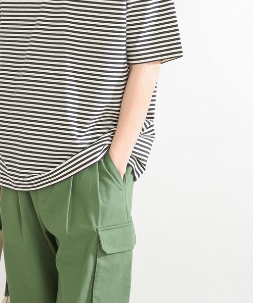 SENSE OF PLACE by URBAN RESEARCH(センスオブプレイスバイアーバンリサーチ)の「ボーダースムースシルケットTシャツ(5分袖)(Tシャツ/カットソー・メンズ・グリーン/ブラック/ネイビー・MEDIUM/LARGE)」の5枚目の写真