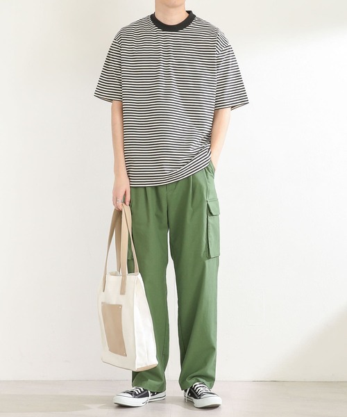 SENSE OF PLACE by URBAN RESEARCH(センスオブプレイスバイアーバンリサーチ)の「ボーダースムースシルケットTシャツ(5分袖)(Tシャツ/カットソー・メンズ・グリーン/ブラック/ネイビー・MEDIUM/LARGE)」の6枚目の写真