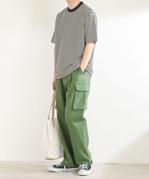 SENSE OF PLACE by URBAN RESEARCH(センスオブプレイスバイアーバンリサーチ)の「ボーダースムースシルケットTシャツ(5分袖)(Tシャツ/カットソー・メンズ・グリーン/ブラック/ネイビー・MEDIUM/LARGE)」の7枚目の写真