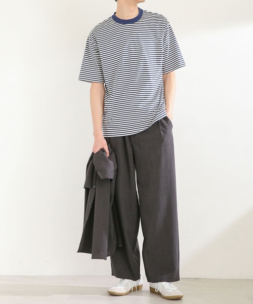 SENSE OF PLACE by URBAN RESEARCH(センスオブプレイスバイアーバンリサーチ)の「ボーダースムースシルケットTシャツ(5分袖)(Tシャツ/カットソー・メンズ・グリーン/ブラック/ネイビー・MEDIUM/LARGE)」の12枚目の写真