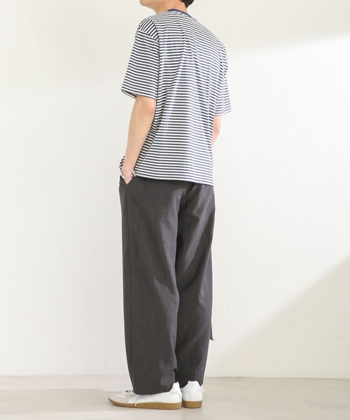 SENSE OF PLACE by URBAN RESEARCH(センスオブプレイスバイアーバンリサーチ)の「ボーダースムースシルケットTシャツ(5分袖)(Tシャツ/カットソー・メンズ・グリーン/ブラック/ネイビー・MEDIUM/LARGE)」の14枚目の写真