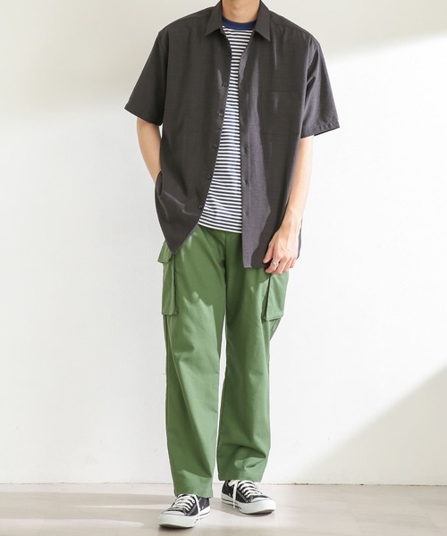 SENSE OF PLACE by URBAN RESEARCH(センスオブプレイスバイアーバンリサーチ)の「ボーダースムースシルケットTシャツ(5分袖)(Tシャツ/カットソー・メンズ・グリーン/ブラック/ネイビー・MEDIUM/LARGE)」の15枚目の写真