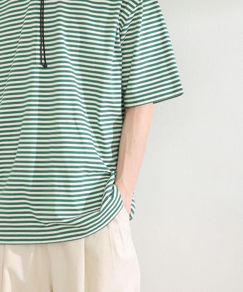 SENSE OF PLACE by URBAN RESEARCH(センスオブプレイスバイアーバンリサーチ)の「ボーダースムースシルケットTシャツ(5分袖)(Tシャツ/カットソー・メンズ・グリーン/ブラック/ネイビー・MEDIUM/LARGE)」の17枚目の写真