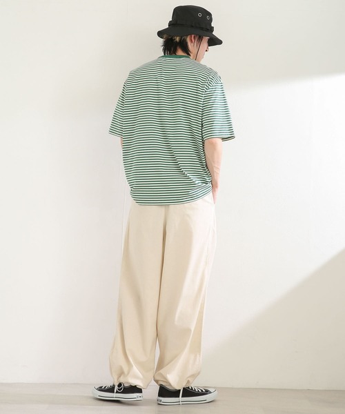 SENSE OF PLACE by URBAN RESEARCH(センスオブプレイスバイアーバンリサーチ)の「ボーダースムースシルケットTシャツ(5分袖)(Tシャツ/カットソー・メンズ・グリーン/ブラック/ネイビー・MEDIUM/LARGE)」の21枚目の写真