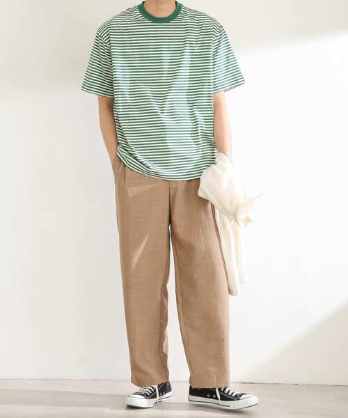 SENSE OF PLACE by URBAN RESEARCH(センスオブプレイスバイアーバンリサーチ)の「ボーダースムースシルケットTシャツ(5分袖)(Tシャツ/カットソー・メンズ・グリーン/ブラック/ネイビー・MEDIUM/LARGE)」の22枚目の写真