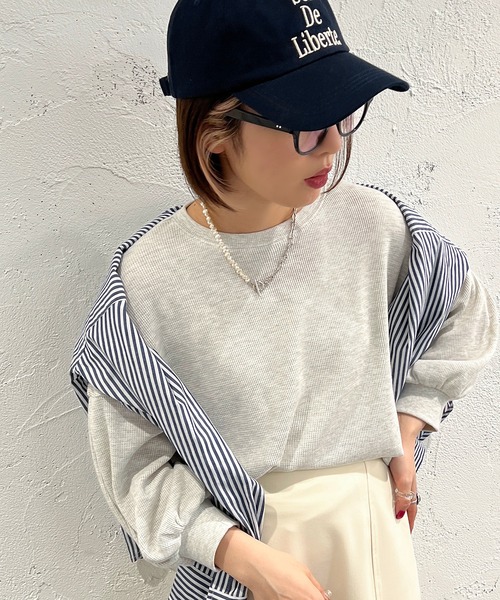 apres jour mignon(アプレジュールミニョン)の「袖ボリュームワッフルトップス【ZOZOTOWN限定アイテム】(Tシャツ/カットソー・レディース・ブラック/ライトイエロー/オレンジ/グリーン/ライトホワイト・フリー/X-LARGE)」の7枚目の写真