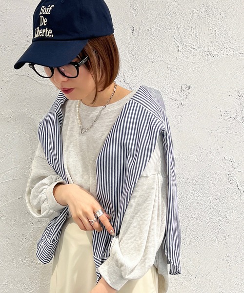 apres jour mignon(アプレジュールミニョン)の「袖ボリュームワッフルトップス【ZOZOTOWN限定アイテム】(Tシャツ/カットソー・レディース・ブラック/ライトイエロー/オレンジ/グリーン/ライトホワイト・フリー/X-LARGE)」の8枚目の写真