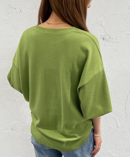 apres jour mignon(アプレジュールミニョン)の「袖ボリュームワッフルトップス【ZOZOTOWN限定アイテム】(Tシャツ/カットソー・レディース・ブラック/ライトイエロー/オレンジ/グリーン/ライトホワイト・フリー/X-LARGE)」の22枚目の写真
