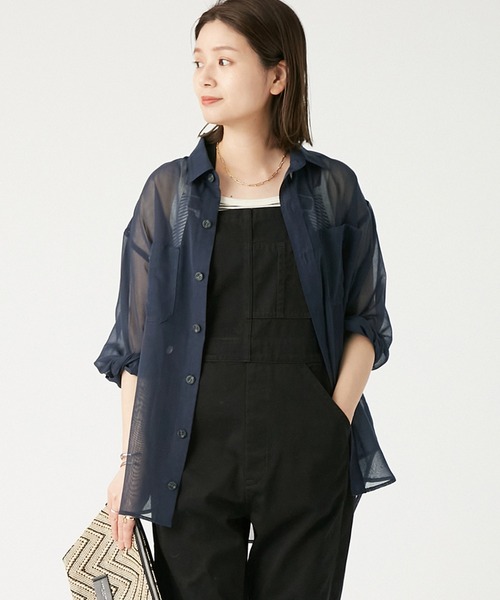 JOURNAL STANDARD（ジャーナルスタンダード）の「シアーシャツ（シャツ/ブラウス・レディース・グリーン/コバルトブルー/アイボリー・FREE）」の12枚目の写真