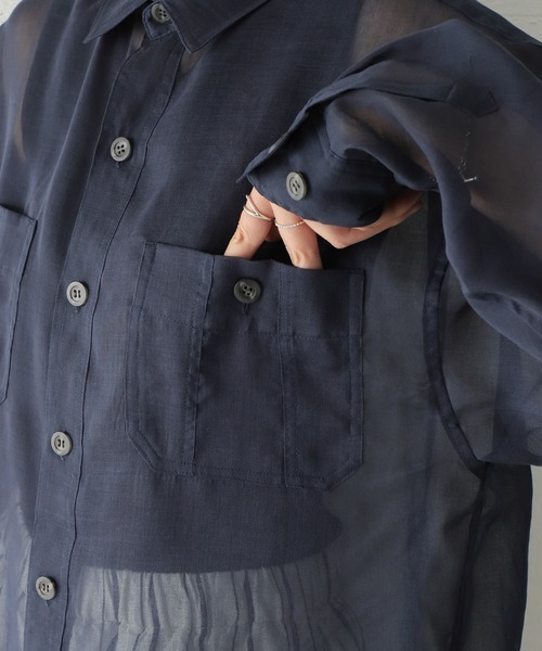 JOURNAL STANDARD（ジャーナルスタンダード）の「シアーシャツ（シャツ/ブラウス・レディース・グリーン/コバルトブルー/アイボリー・FREE）」の9枚目の写真