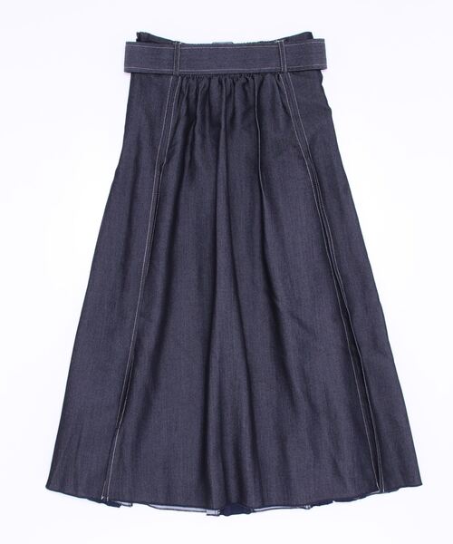 Cheek(チーク)の「デニム切り替えフレアスカート(デニムスカート・レディース・ブルー/ネイビー・SMALL/MEDIUM)」の3枚目の写真
