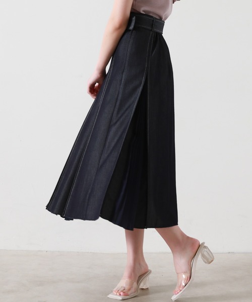 Cheek(チーク)の「デニム切り替えフレアスカート(デニムスカート・レディース・ブルー/ネイビー・SMALL/MEDIUM)」の9枚目の写真