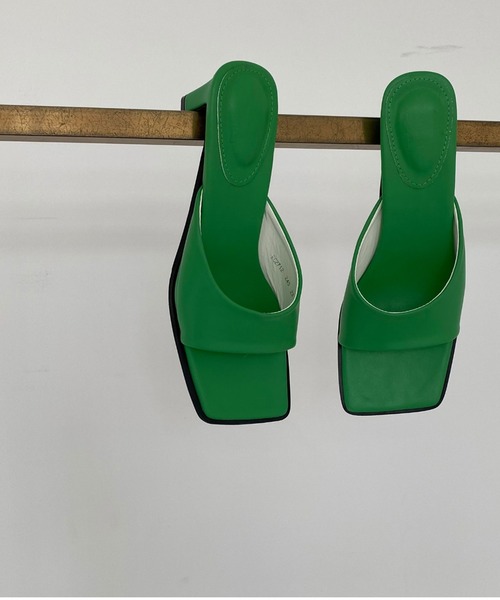 Doux archives（ドゥアルシーヴ）の「スクエアトゥミュール（サンダル・レディース・グリーン/ブラック・23.5cm/24.5cm）」の12枚目の写真