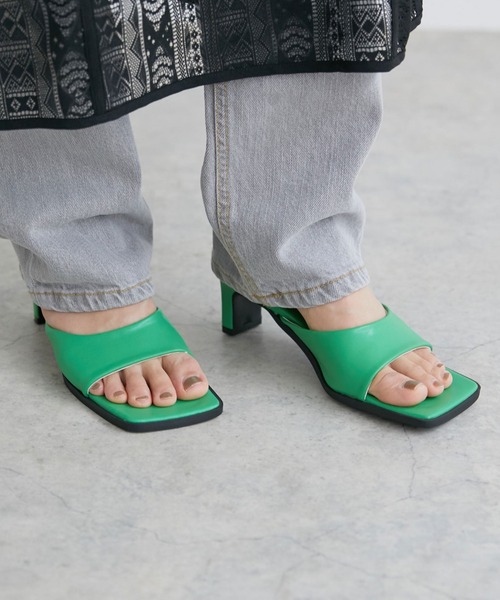 Doux archives（ドゥアルシーヴ）の「スクエアトゥミュール（サンダル・レディース・グリーン/ブラック・23.5cm/24.5cm）」の11枚目の写真
