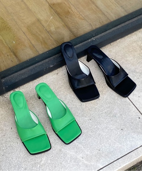 Doux archives（ドゥアルシーヴ）の「スクエアトゥミュール（サンダル・レディース・グリーン/ブラック・23.5cm/24.5cm）」の10枚目の写真