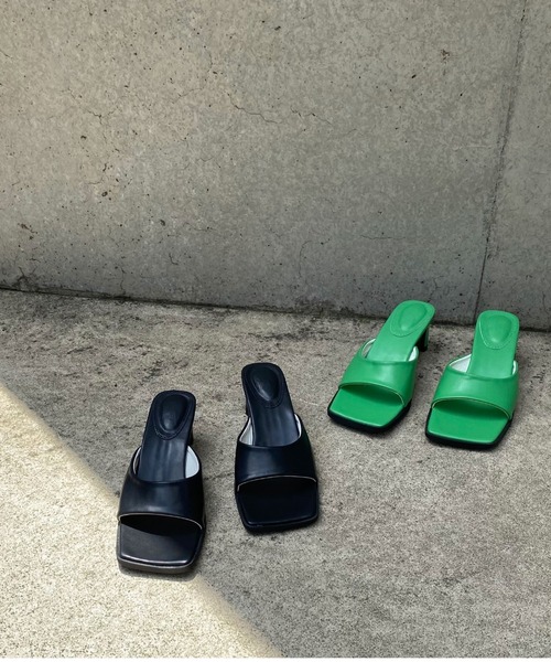 Doux archives（ドゥアルシーヴ）の「スクエアトゥミュール（サンダル・レディース・グリーン/ブラック・23.5cm/24.5cm）」の9枚目の写真