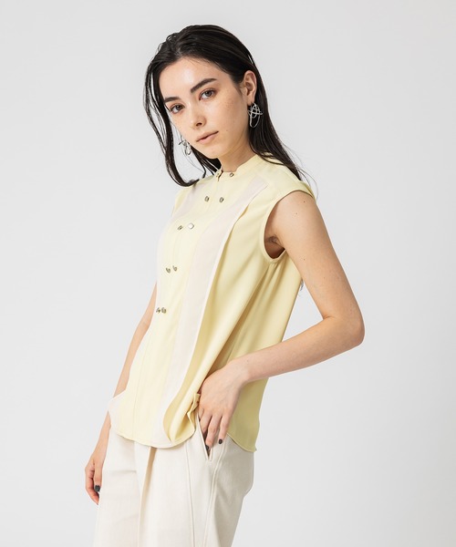 UNITED TOKYO（ユナイテッドトウキョウ）の「ダブルボタンコンビブラウス（シャツ/ブラウス・レディース・イエロー/ブラック/ホワイト・FREE）」の15枚目の写真