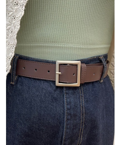kutir(クティール)の「スクエアベルト(ベルト・レディース・ブラック/ダークブラウン・FREE)」の2枚目の写真