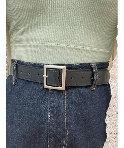 kutir(クティール)の「スクエアベルト(ベルト・レディース・ブラック/ダークブラウン・FREE)」の1枚目の写真