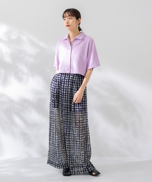 KBF(ケイビーエフ)の「ドビープリントワイドパンツ(その他パンツ・レディース・パープル系その他/グリーン系その他・ONE)」の4枚目の写真