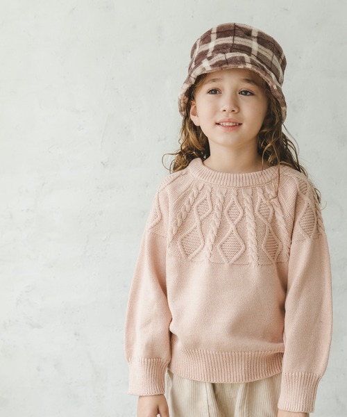 pairmanon(ペアマノン)の「【かぞくおそろい】ケーブル編みニットプルオーバー(ニット/セーター・キッズ・ベージュ/ピンク/アイボリー/ライトイエロー/チャコール/ブルー系その他3・90/100/110/120/130/140/150)」の6枚目の写真