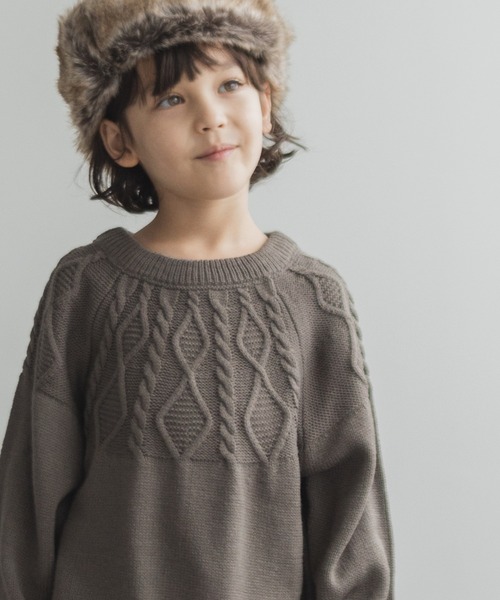 pairmanon(ペアマノン)の「【かぞくおそろい】ケーブル編みニットプルオーバー(ニット/セーター・キッズ・ベージュ/ピンク/アイボリー/ライトイエロー/チャコール/ブルー系その他3・90/100/110/120/130/140/150)」の3枚目の写真
