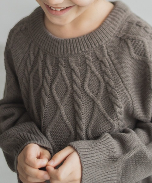 pairmanon(ペアマノン)の「【かぞくおそろい】ケーブル編みニットプルオーバー(ニット/セーター・キッズ・ベージュ/ピンク/アイボリー/ライトイエロー/チャコール/ブルー系その他3・90/100/110/120/130/140/150)」の19枚目の写真