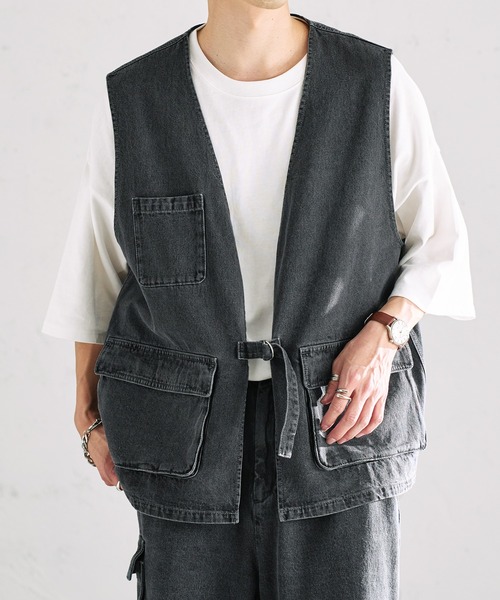 epnok（エプノック）の「ミリタリーデニムジレベスト（ベスト・メンズ・ブラック/グレー/インディゴブルー・SMALL/MEDIUM/LARGE）」の8枚目の写真
