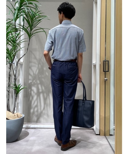 Perfect Suit FActory(パーフェクトスーツファクトリー)の「【完全ノーアイロン】半袖アイシャツ アイスライブ テープ仕様 ネイビー/サックス(ビジネスシャツ・メンズ・サックスブルー/ネイビー・LL/S/M/L/4L)」の13枚目の写真