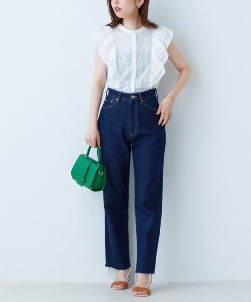 natural couture(ナチュラルクチュール)の「WEB限定カラーあり/コットンレースラッフルスリーブブラウス(シャツ/ブラウス・レディース・ブラック/ブラウン/オフホワイト/サックスブルー/グリーン・FREE)」の8枚目の写真