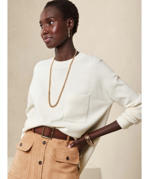 BANANA REPUBLIC FACTORY STORE(バナナリパブリック ファクトリーストア)の「BANANA REPUBLIC FACTORY STORE ポケットセーター(ニット/セーター・レディース・ホワイト/ブラウン系その他・S/M/L/XS)」の1枚目の写真