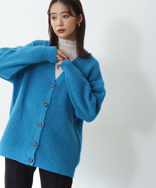 N.(N. Natural Beauty Basic)(エヌエヌナチュラルビューティーベーシック)の「【松井愛莉さん着用】◆ストレッチブークレニットカーディガン(カーディガン/ボレロ・レディース・パープル/ブルー/ナチュラル/チャコール・MEDIUM)」の3枚目の写真