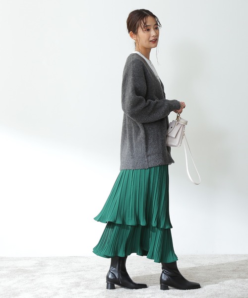 N.(N. Natural Beauty Basic)(エヌエヌナチュラルビューティーベーシック)の「【松井愛莉さん着用】◆ストレッチブークレニットカーディガン(カーディガン/ボレロ・レディース・パープル/ブルー/ナチュラル/チャコール・MEDIUM)」の7枚目の写真