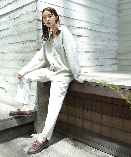 N.(N. Natural Beauty Basic)(エヌエヌナチュラルビューティーベーシック)の「【松井愛莉さん着用】◆ストレッチブークレニットカーディガン(カーディガン/ボレロ・レディース・パープル/ブルー/ナチュラル/チャコール・MEDIUM)」の15枚目の写真