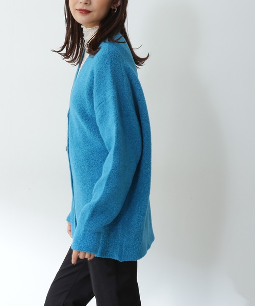 N.(N. Natural Beauty Basic)(エヌエヌナチュラルビューティーベーシック)の「【松井愛莉さん着用】◆ストレッチブークレニットカーディガン(カーディガン/ボレロ・レディース・パープル/ブルー/ナチュラル/チャコール・MEDIUM)」の11枚目の写真