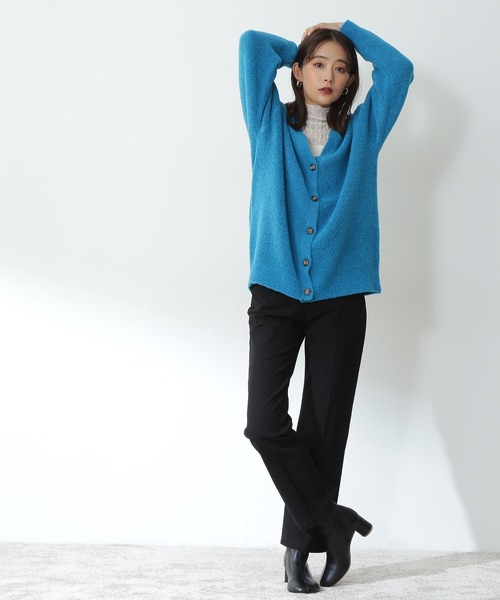 N.(N. Natural Beauty Basic)(エヌエヌナチュラルビューティーベーシック)の「【松井愛莉さん着用】◆ストレッチブークレニットカーディガン(カーディガン/ボレロ・レディース・パープル/ブルー/ナチュラル/チャコール・MEDIUM)」の5枚目の写真
