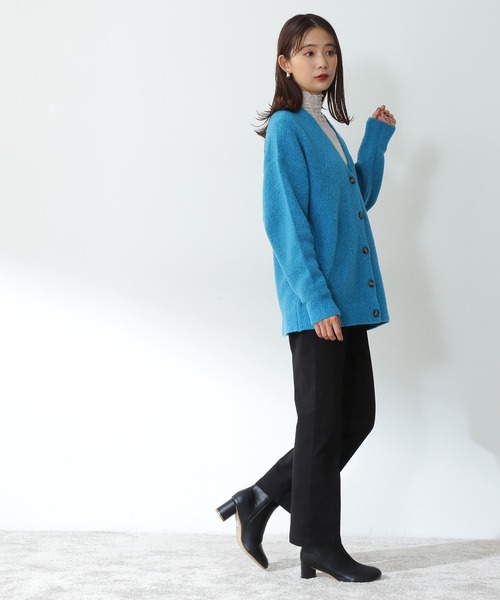 N.(N. Natural Beauty Basic)(エヌエヌナチュラルビューティーベーシック)の「【松井愛莉さん着用】◆ストレッチブークレニットカーディガン(カーディガン/ボレロ・レディース・パープル/ブルー/ナチュラル/チャコール・MEDIUM)」の9枚目の写真