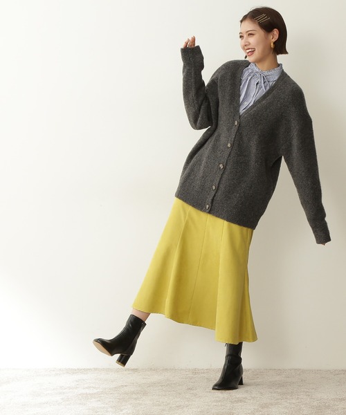 N.(N. Natural Beauty Basic)(エヌエヌナチュラルビューティーベーシック)の「【松井愛莉さん着用】◆ストレッチブークレニットカーディガン(カーディガン/ボレロ・レディース・パープル/ブルー/ナチュラル/チャコール・MEDIUM)」の19枚目の写真