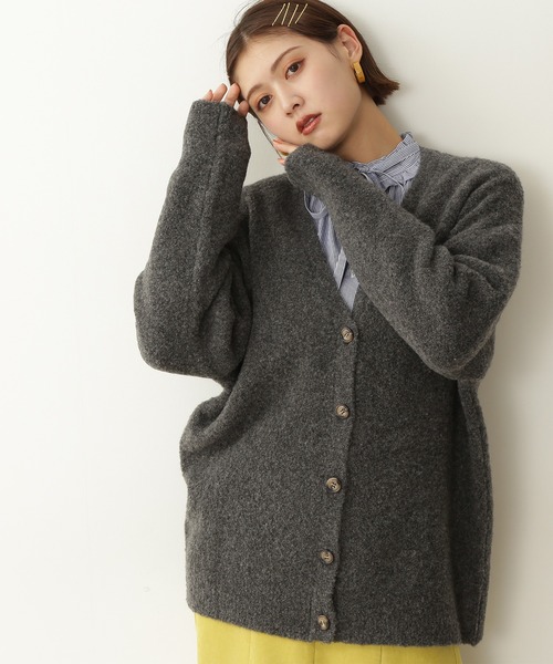 N.(N. Natural Beauty Basic)(エヌエヌナチュラルビューティーベーシック)の「【松井愛莉さん着用】◆ストレッチブークレニットカーディガン(カーディガン/ボレロ・レディース・パープル/ブルー/ナチュラル/チャコール・MEDIUM)」の20枚目の写真