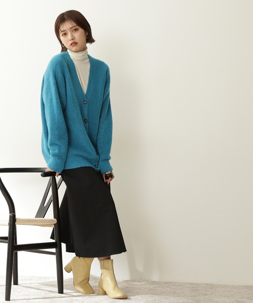 N.(N. Natural Beauty Basic)(エヌエヌナチュラルビューティーベーシック)の「【松井愛莉さん着用】◆ストレッチブークレニットカーディガン(カーディガン/ボレロ・レディース・パープル/ブルー/ナチュラル/チャコール・MEDIUM)」の22枚目の写真