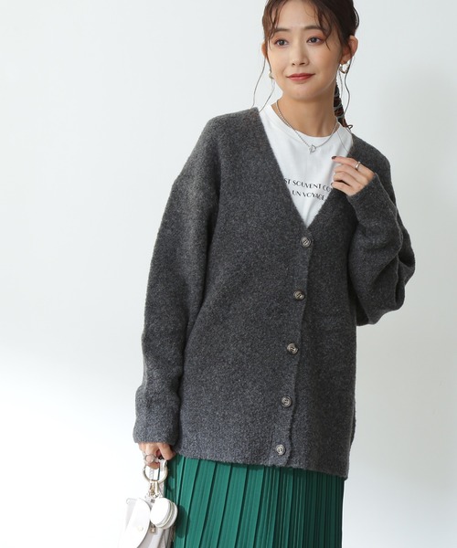 N.(N. Natural Beauty Basic)(エヌエヌナチュラルビューティーベーシック)の「【松井愛莉さん着用】◆ストレッチブークレニットカーディガン(カーディガン/ボレロ・レディース・パープル/ブルー/ナチュラル/チャコール・MEDIUM)」の17枚目の写真