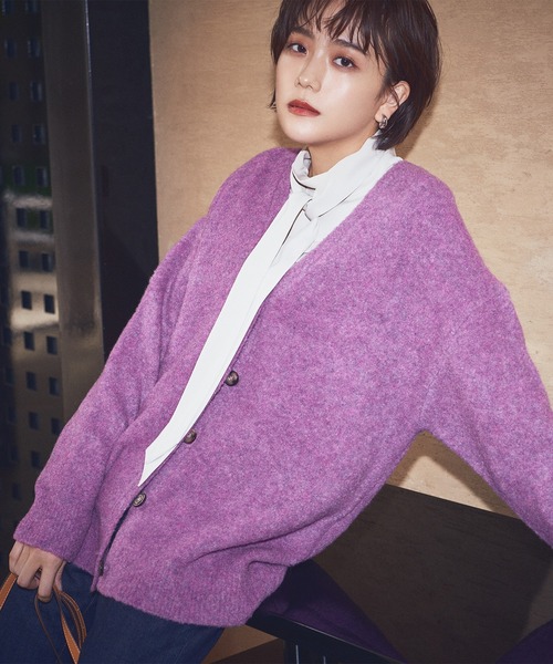 N.(N. Natural Beauty Basic)(エヌエヌナチュラルビューティーベーシック)の「【松井愛莉さん着用】◆ストレッチブークレニットカーディガン(カーディガン/ボレロ・レディース・パープル/ブルー/ナチュラル/チャコール・MEDIUM)」の18枚目の写真