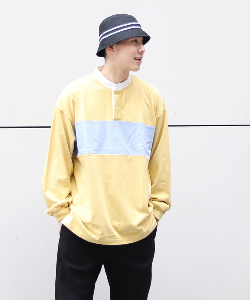 JOINT WORKS（ジョイントワークス）の「RUGBY SHIRT change line（Tシャツ/カットソー・メンズ・ネイビー/イエロー・MEDIUM/LARGE）」の2枚目の写真